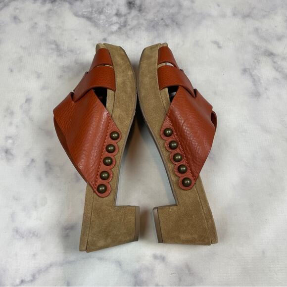 Pedro García Nena Chutney Crisscross Leather Peep Toe Slide Clog Sandals Sz 41 - Picture 9 of 11